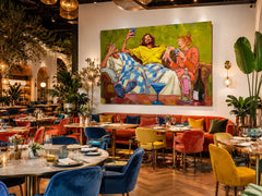 Large Canvas Wall Art Depicting A Casual Party Scene For Lounge And Bar