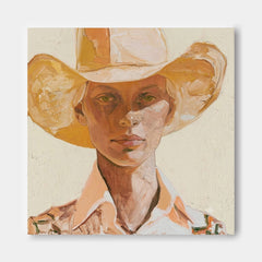 Square Canvas Portrait Of Female Model In Vintage Style For Gallery Wall