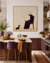Square Canvas Art With Textured Brushwork For Modern Organic Interiors
