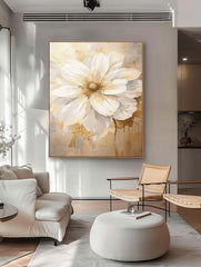 Contemporary Abstract Painting Bright Color Flowers Acrylic Painting Canvas Large Textured Floral Art Framed
