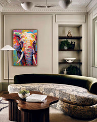 Textured Elephant Canvas Wall Art Bright Colorful Elephant Oil Painting Modern Animal Oil Painting Impressionist Home Decor
