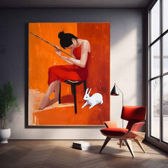 Vibrant Color Original Texture Girl Wall Art Abstract Profile Oil Painting On Canvas Portrait Modern Artwork