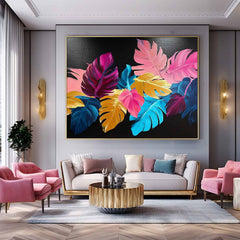 Colored Leaves Texture Artwork Original Abstract Leaves Oil Painting On Canvas Home Decor Artwork