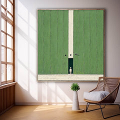 Abstract Acrylic painting Original Green Doorway Wall Art Large Architectural Door Painting Framed
