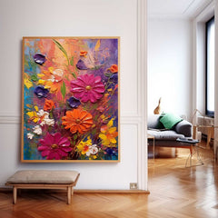 Original Floral Painting Abstract Flower Acrylic Painting On Canvas Boho Wall Decor Large Textured Wall Art Custom Home Decor