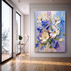 Abstract Flower Acrylic Painting On Canvas Original Floral Painting Large Lovely Textured Art Home Decor