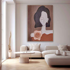 Abstract Character Image oil Painting On Canvas Original Short Hair Girl Wall Art Minimalist Modern Impressionism Art