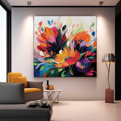 Modern Floral Wall Art Original Beautifu Art Color Large Textured Flower Painting Framed Home Decor