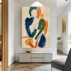 Abstract Minimalist Figure Canvas Painting Acrylic Framed Colorful Graffiti Female Wall Art Large Contemporary Art