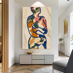 Minimalism Graffiti Oil painting Colors Original Abstract Body Line Outline Wall Art Figure Contour Acrylic Painting