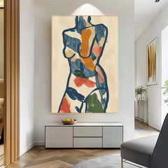Figure Contour Acrylic Painting Minimalism Graffiti Oil painting Colors Original Abstract Body Line Outline Wall Art