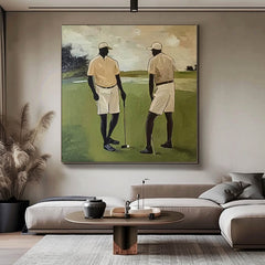 Contemporary Sport Decor Modern Golf Artwork Unique Art Square Textured Golf Art Golf Lovers Gift