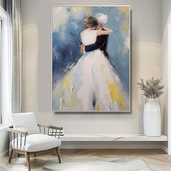 Large Texture Painting Framed Wedding Artwork Original Wall Art Character Outline Painting Anniversary Wedding Gift
