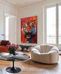 Impressionist Bright Tiger Canvas Oil Painting Original Tiger Canvas Wall Art Texture Modern Animal Oil Painting Home Decor