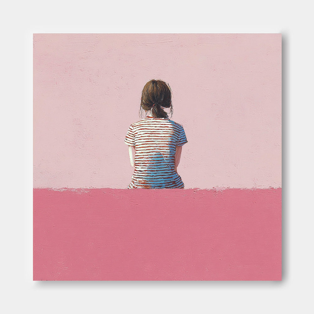 Abstract Warm atmosphere Art Minimalist Girl View Of Back Painting Pink Wall Art For Living Room