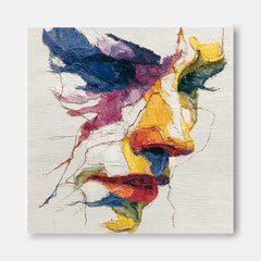 Large Graffiti Figure Wall Art Abstract Side Face Painting Canvas Original Line Facial Features Artwork