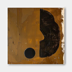 Brown Modern Minimalist Canvas Painting Acrylic Large Abstract Question Mark Wall Art Framed Wall Decor