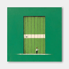 Large Architectural Door Painting Framed Abstract Acrylic painting Original Green Doorway Wall Art