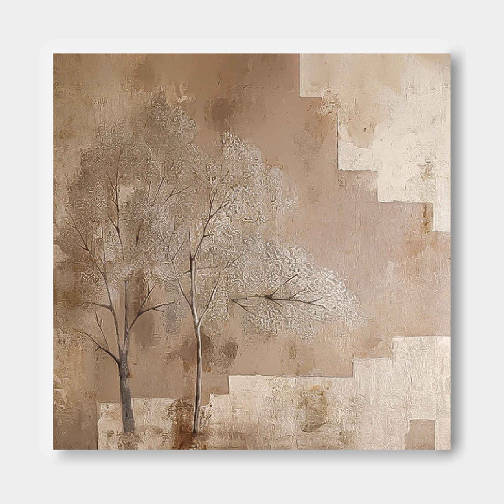 Wabi Sabi Square Acrylic Painting Canvas Great Abstract Tree Art Original Painting Home Decor