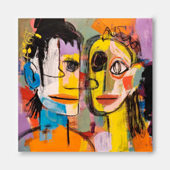 Colorful Graffiti Couple Acrylic Painting Abstract Oil Painting Canvas Original Portrait Wall Art Home Decor