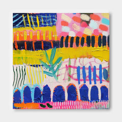 Original Square Canvas Wall Art Modern Textured Artwork Colorful Large Graffiti Abstract Oil Painting