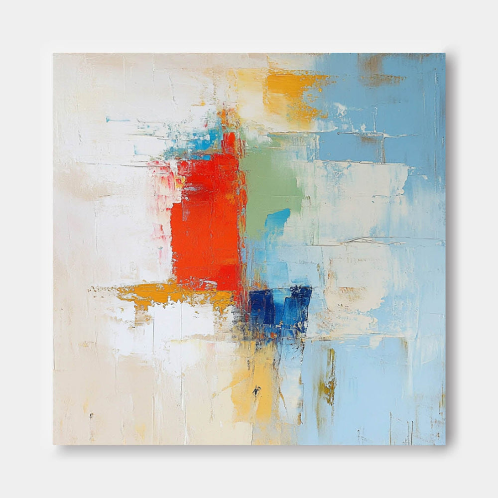 Color Large Square Texture Abstract Wall Art Framed Modern Abstract Oil Painting Canvas Home Decorations