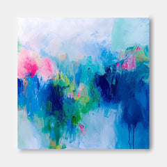 Framed Abstract Wall Art Original Abstract For Sale Warm Blue Painting Canvas For Living Room