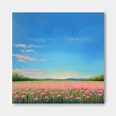 Muted Country Field Wall Art Wildflower Field Scenery Oil Painting Landscape painting Nature Artwork