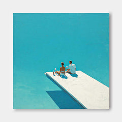 Landscape Painting Seaside Holiday Style Original Couple Oil painting Figures On The Beach artwork