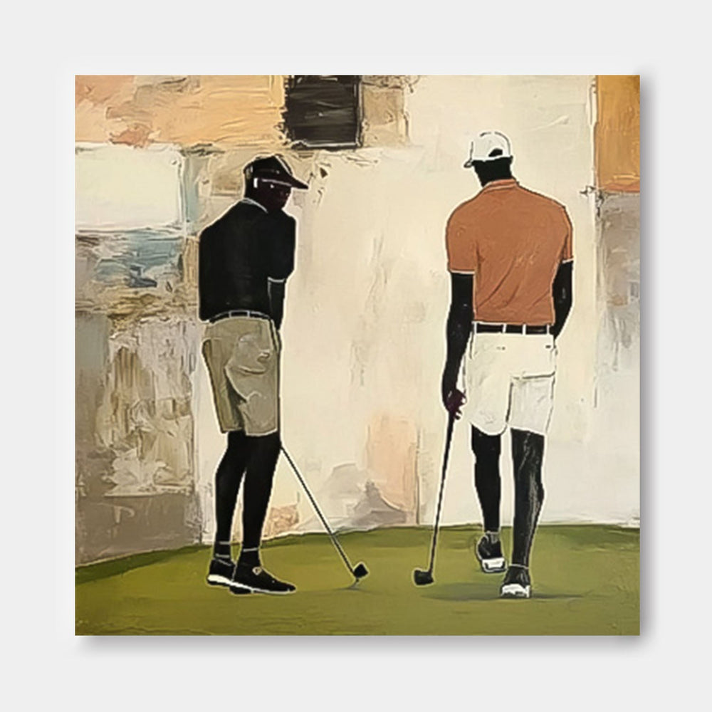 Modern Golf Artwork Unique Art Square Textured Golf Art Contemporary Sport Decor Golf Lovers Gift