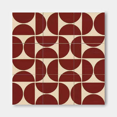 Red Geometry Modern Minimalist Canvas Acrylic Painting Large Regular Semicircle Abstract Artwork