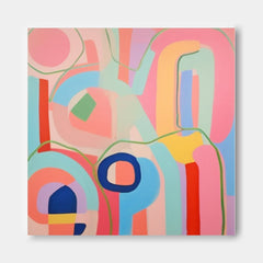 Tiny Canvas Painting Original Graffiti Lines Wall Art Contemporary New Pink Abstract Painting Home Decor