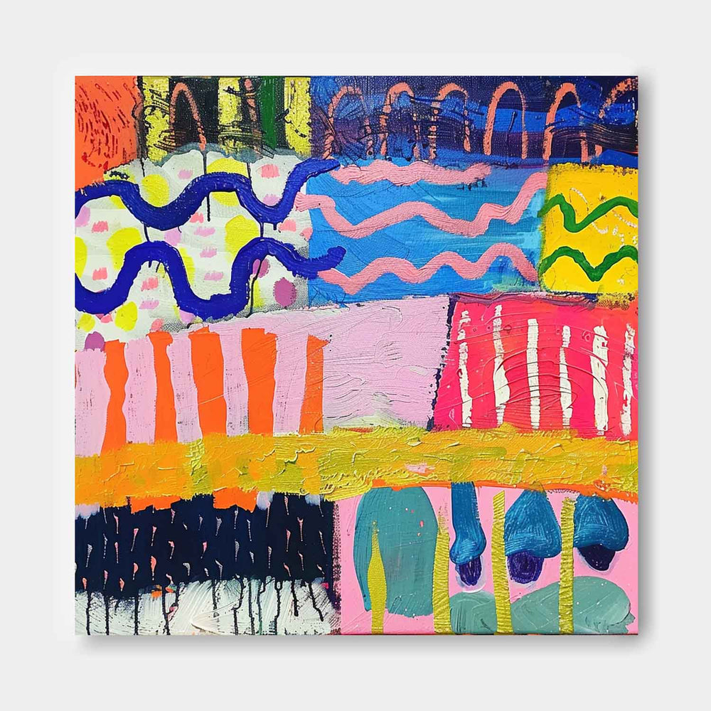Modern Textured Artwork Colorful Original Hand-painted Canvas Wall Art Large Graffiti Abstract Oil Painting