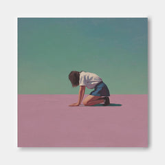 Abstract Warm atmosphere Art Minimalist Girl Painting Original Pink And Green Wall Art For Living Room