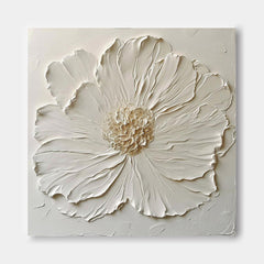 Simple Minimalist Art Original Large Textured Floral Painting Modern White Wall Art For Living Room