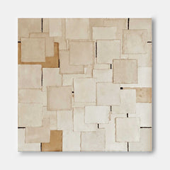 Modern Texture Geometry Abstract Acrylic Painting On Canvas Large Beige Minimalist Art Original Wall Art For Living Room