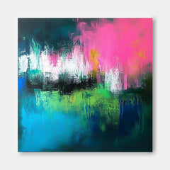 Abstract Oil Painting On Canvas Original Acrylic Painting Wall Art Modern Bold Contrasting Colors Wall Art