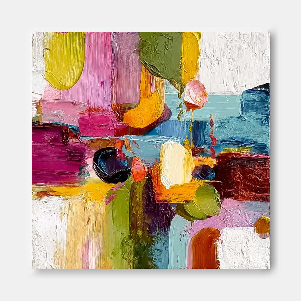 Original Scraper Oil Painting Colorful Texture Acrylic painting Abstract Large Wall Art Contemporary Art