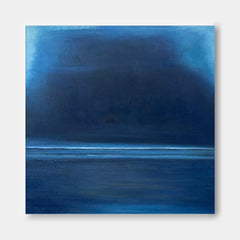 Blue Modern Minimalist Canvas Painting Acrylic Large Abstract Wall Art Framed Wall Decor Free Shipping