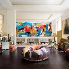 Large colorful Acrylic Painting Original Oil Painting On Canvas Modern Abstract Living Room Wall Art