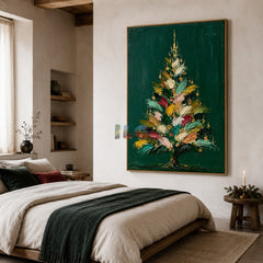 Festive Brushstroke Evergreen – Christmas Tree Textured Wall Art