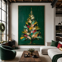 Festive Brushstroke Evergreen – Christmas Tree Textured Wall Art