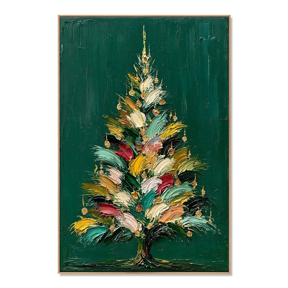 Festive Brushstroke Evergreen – Christmas Tree Textured Wall Art hand-painted wall art
