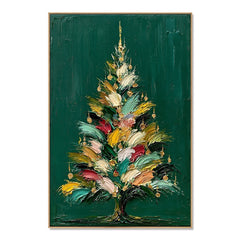 Festive Brushstroke Evergreen – Christmas Tree Textured Wall Art hand-painted wall art