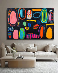 Original Irregular Geometric Circles Wall Art Modern Colorful Artwork Abstract Graffiti Oil Painting