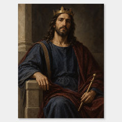 Christ the King – Christian Portrait Painting on a neutral gray background