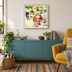 Little City Daydreams displayed in a collection or hobby corner with coordinated furniture