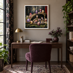 Midnight Petal Theatre displayed in a study or creative desk with coordinated furniture