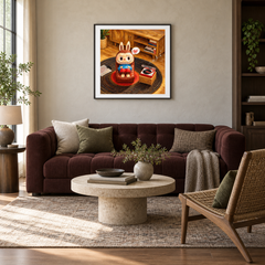 Sunday Listening Session oil painting displayed in a living room