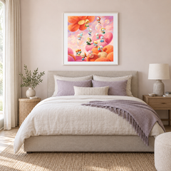 Blossom Daydream Parade oil painting displayed in a bedroom